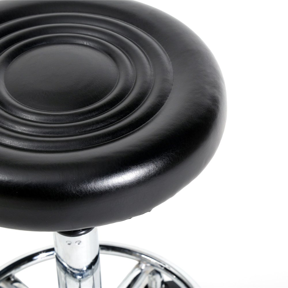 Adjustable Height Bar Stool with Footrest - Multi-Purpose Drafting Stool, Round Cushion Swivel Bar Stool for Kitchen, Dining Room, Breakfast Nook & Home Office (Black) - Perfect for Small Spaces, Apartments & Modern Decor