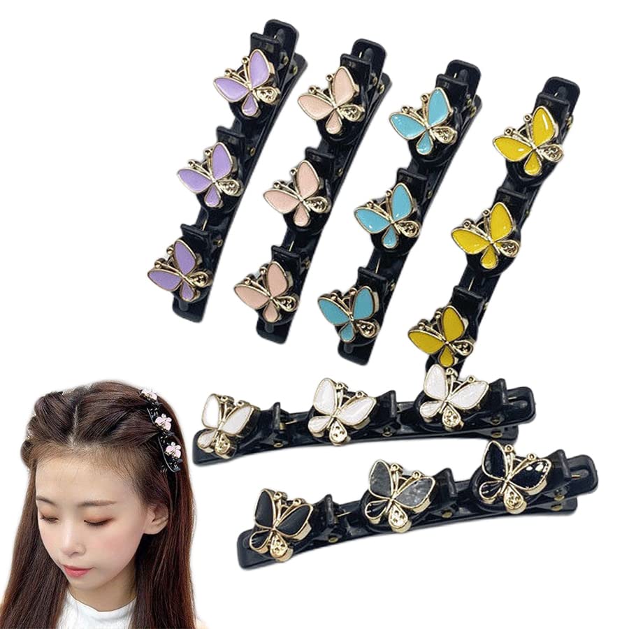Sparkling Rhinestone Flower Hair Clips - 6PCS Set of Elegant Satin Fabric & Crystal Braided Hair Accessories for Women, Bridal, Prom, Party Hairstyles