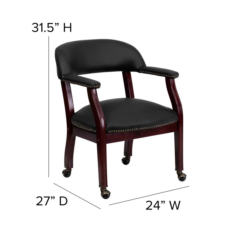 Premium FLASH Leather Office Conference Chair with Accent Nailhead Trim & Smooth-Rolling Casters - Ergonomic Executive Desk Chair for Home Office, Conference Rooms & Professional Workspaces