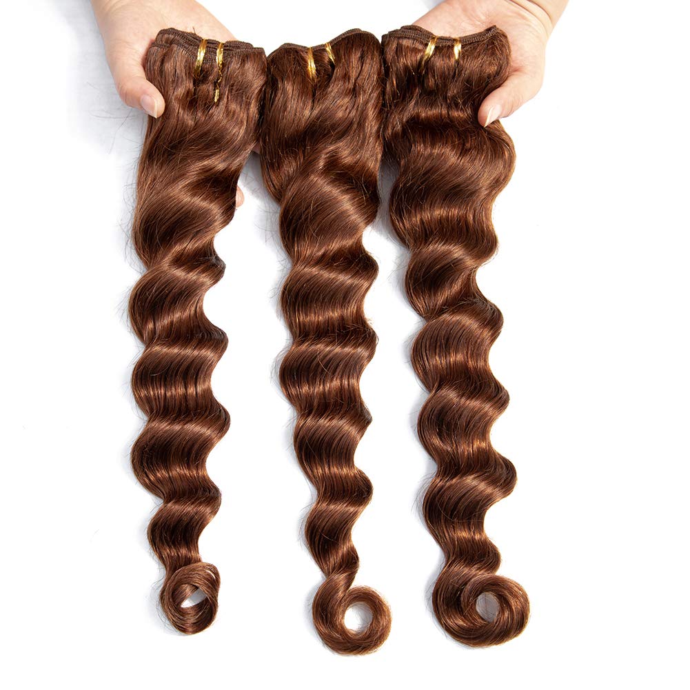 Premium 8A Grade Brazilian Virgin Human Hair Bundles - 100% Unprocessed Deep Loose Wave Hair Extensions (24