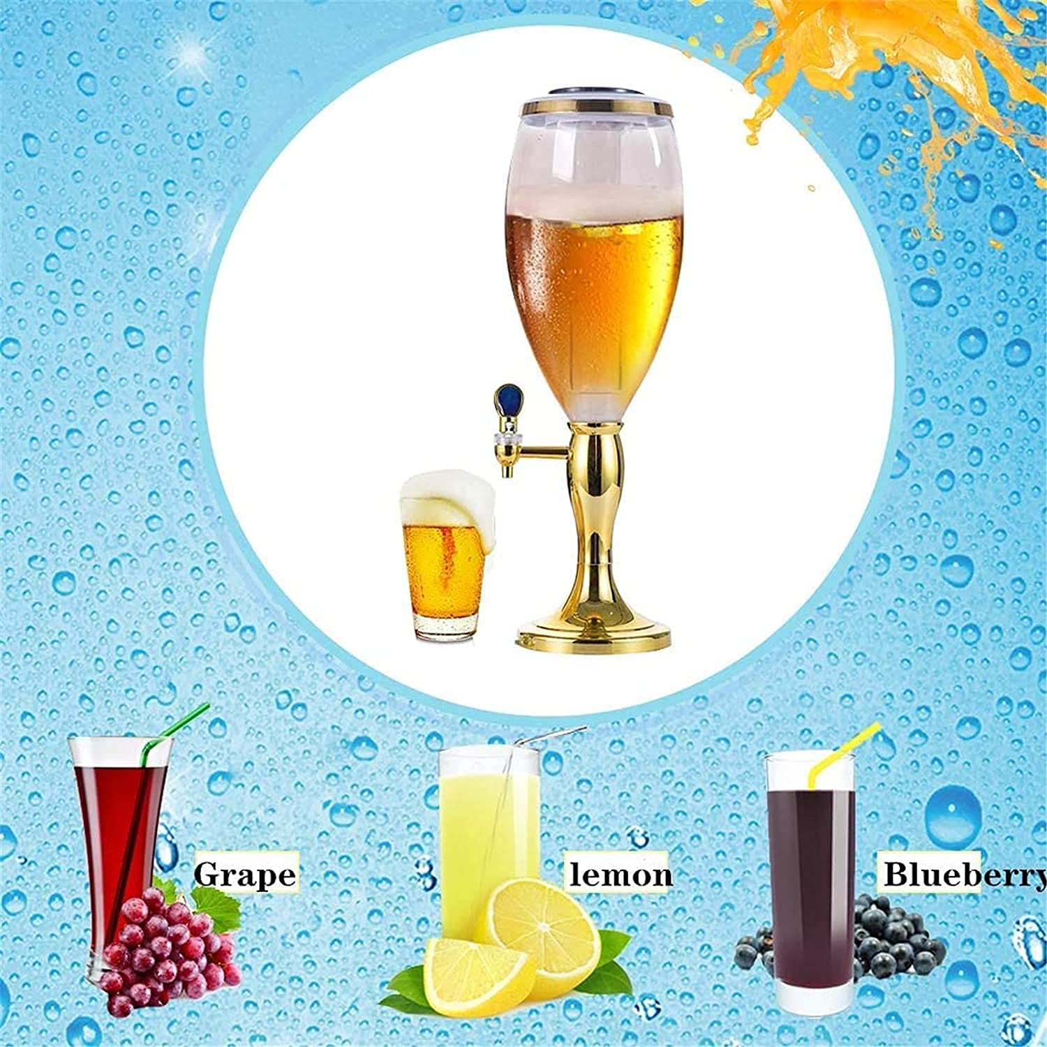 3L Spherical Beer Tower Dispenser - KDLK Beverage Dispenser for Draft Beer, Cocktails & Cold Drinks | Perfect for Home Bars, Parties, Family Gatherings & Commercial Use