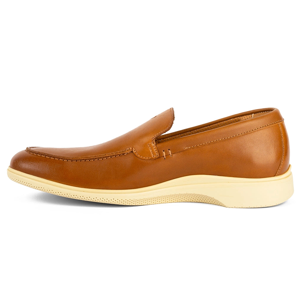 Premium Genuine Leather Loafer Shoes for Men - Honey & Cream Color - Comfortable Slip-On Casual Dress Shoes for Office, Business & Everyday Wear