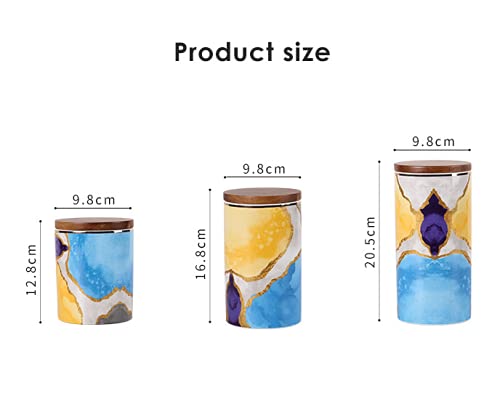 Hand-Painted Ceramic Storage Can - Colorful Ink Splash Design - Airtight Coffee, Tea, Candy & Spice Container (8-inch Large) - Perfect for Kitchen Pantry, Office Snacks & Gift Packaging