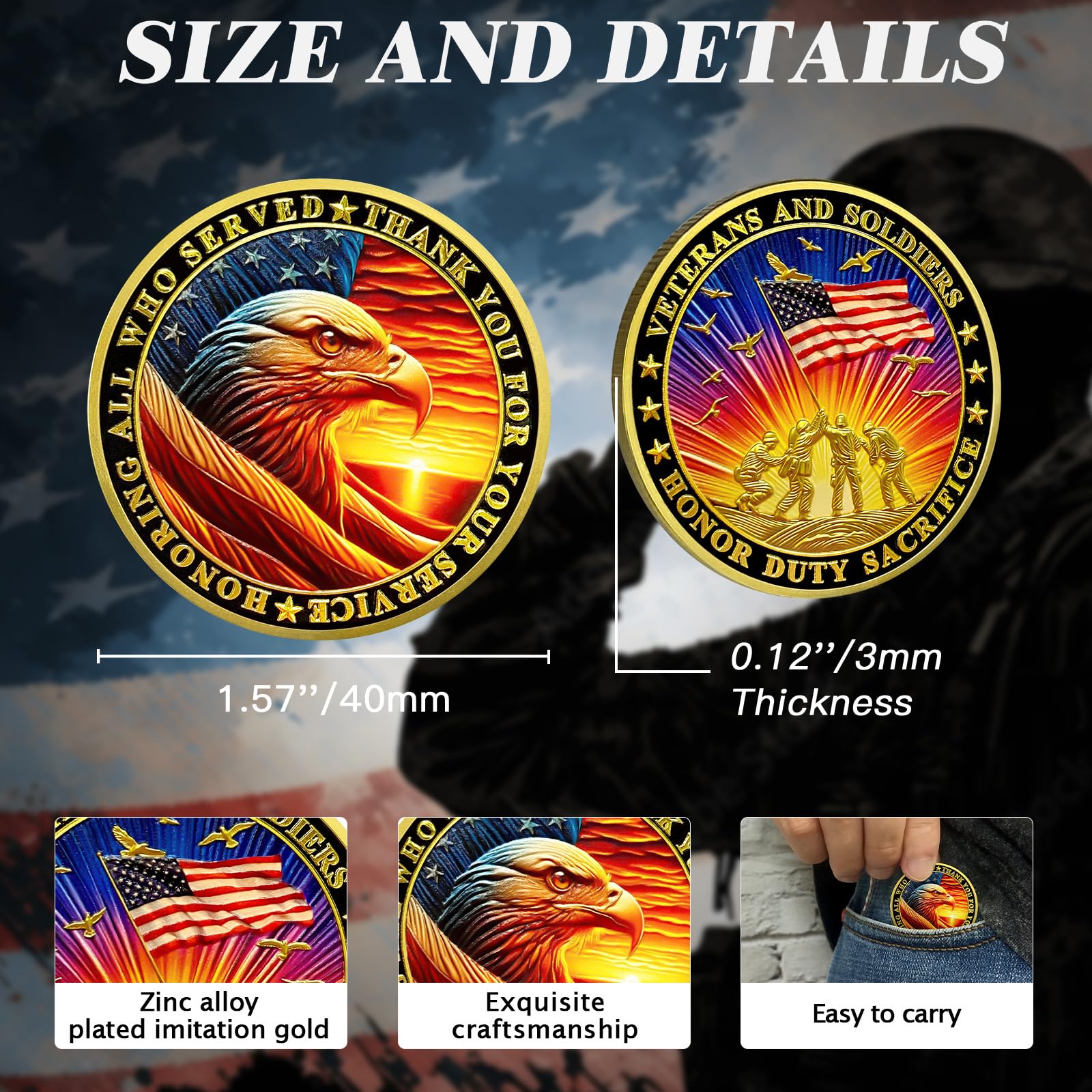 CHURYUML 82Pcs Military Challenge Coins Bulk Set - Honoring Veterans, Army Navy Service Men & Women | Perfect for Veterans Day Gifts, Military Appreciation, Thanksgiving & Ceremonial Events