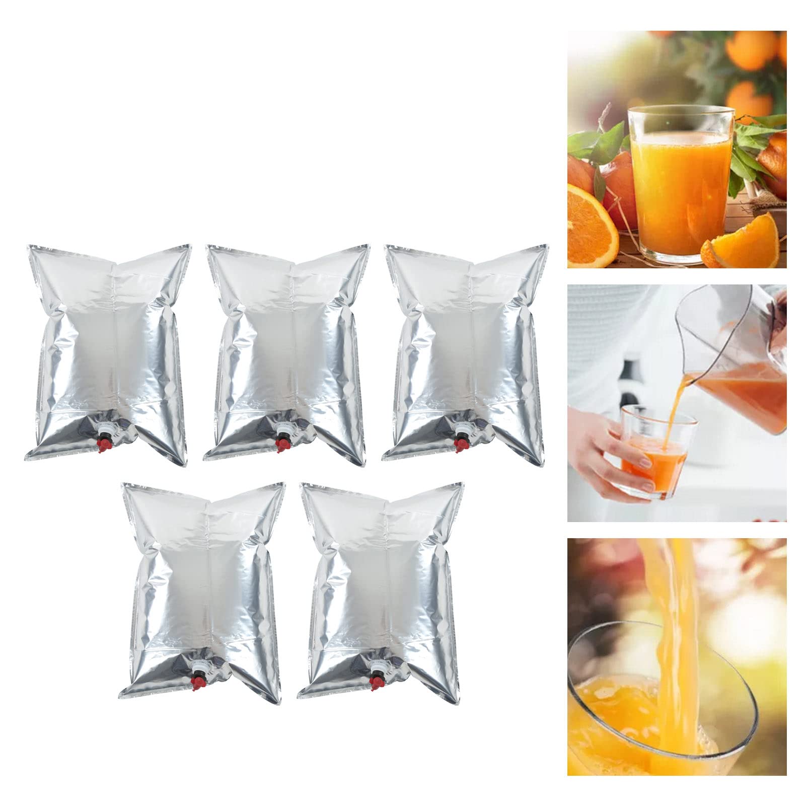 5Pcs 20L Aluminized Beverage Bags with Valve - Reusable Wine & Liquid Storage Pouches for Camping, Travel, and Outdoor Adventures