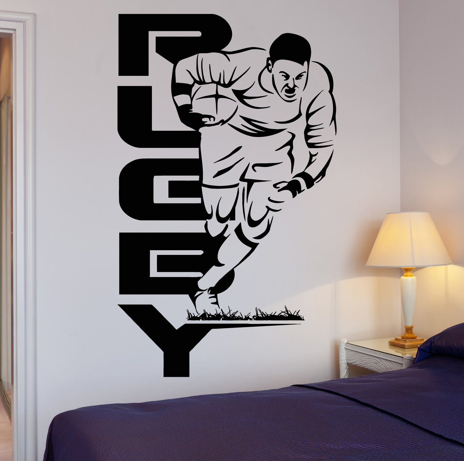 Rugby Wall Stickers for Men - Tough Extreme Sports Decor for Living Room, Bedroom, Game Room | Peel and Stick Vinyl Decals | Perfect for Sports Fans & Home Decor