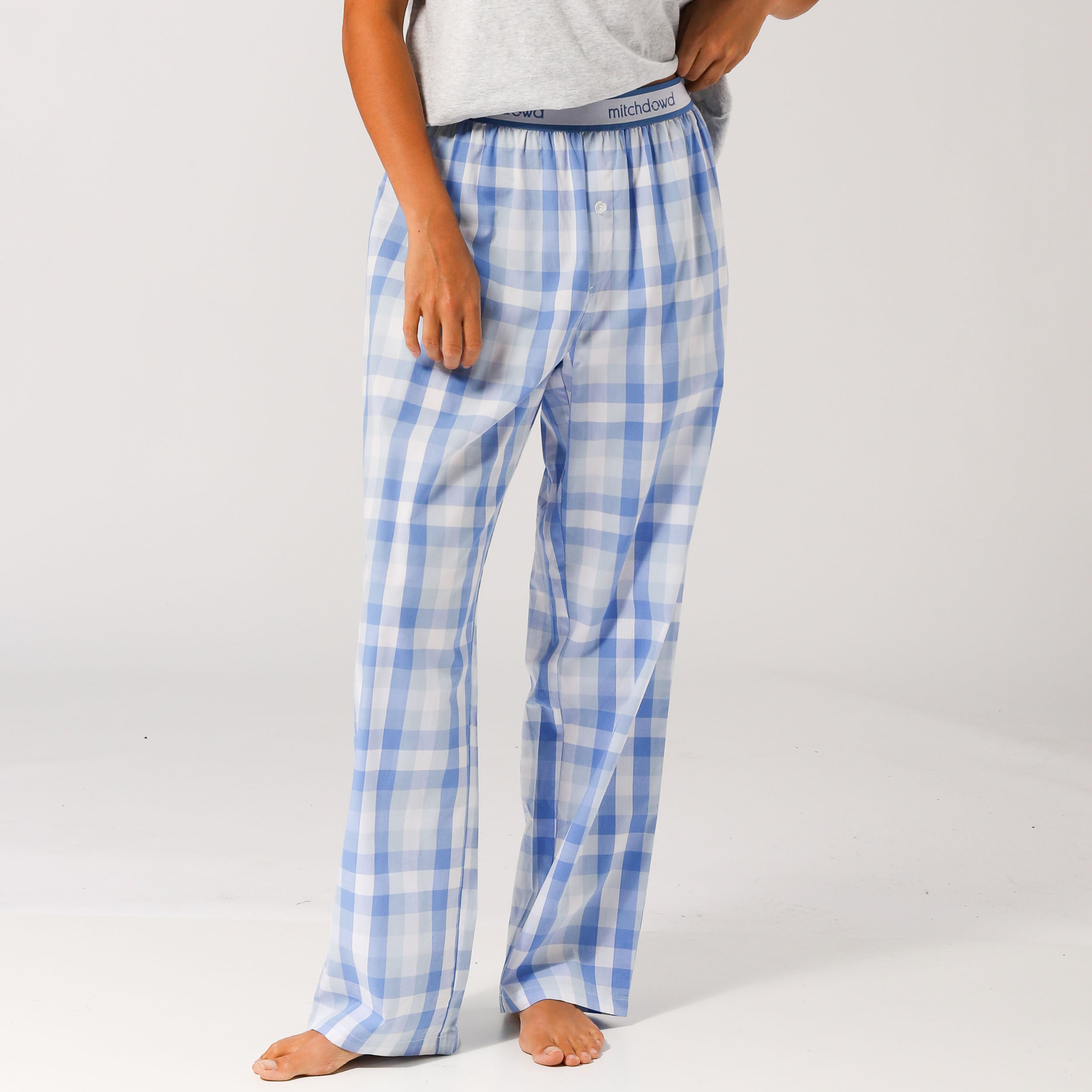 Women's Soft Plaid Sleep Pants - Cozy Lounge Pajama Bottoms for Nightwear & Relaxing at Home (Blue)