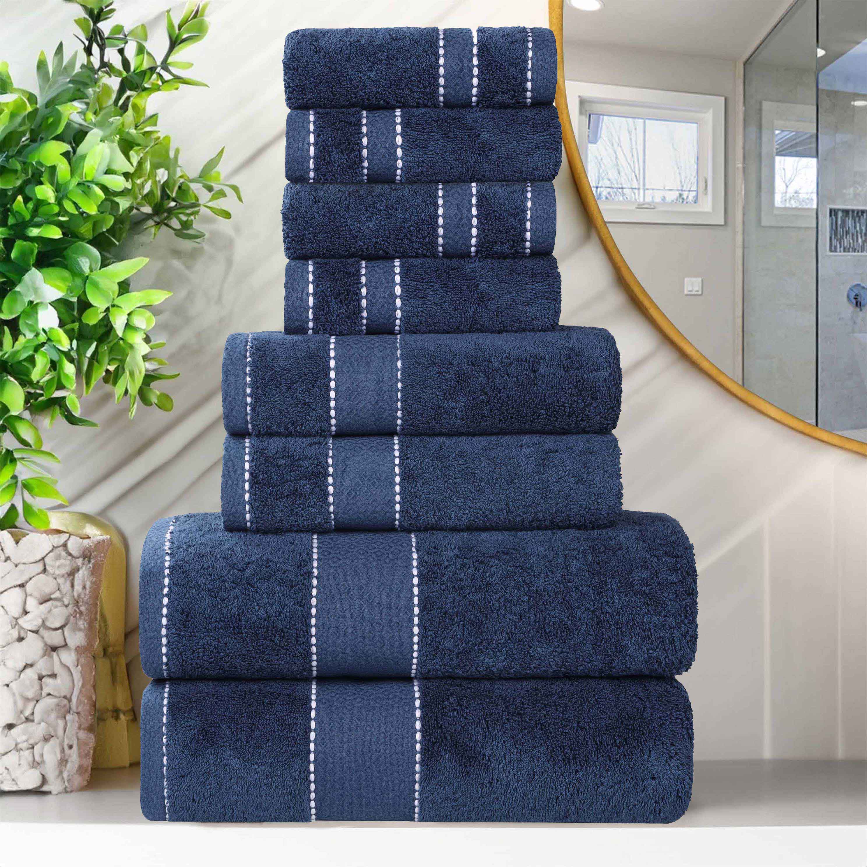 Premium 8-Piece Giza Cotton Towel Set - Ultra Absorbent, Soft & Durable Egyptian Cotton Bath Towels for Spa, Bathroom & Luxury Home Use