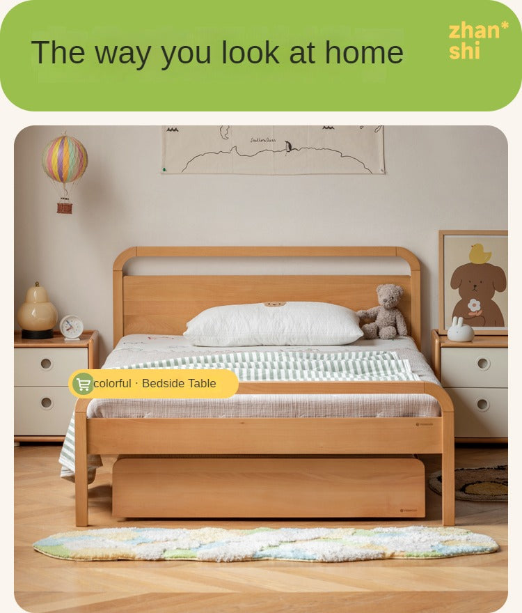 Solid Beech Wood Space-Saving Bunk Bed with Guardrails - Sturdy Twin Over Twin Loft Bed for Kids & Teens - Perfect for Small Bedrooms, Guest Rooms & Dormitories