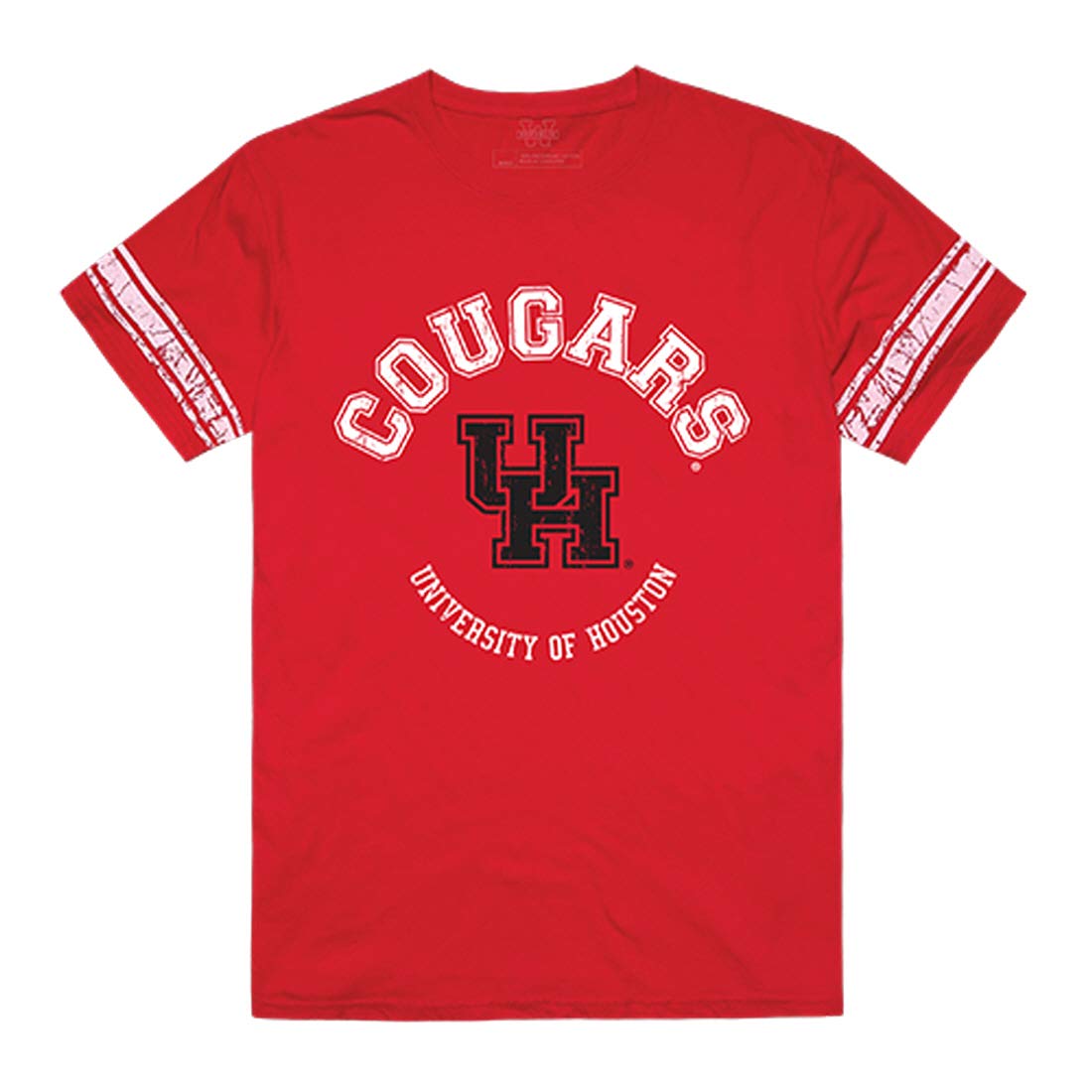 UH University of Houston-Victoria Jaguars NCAA Men's Football Arch Tee - Red Cotton Jersey T-Shirt for Game Day & College Fan Apparel