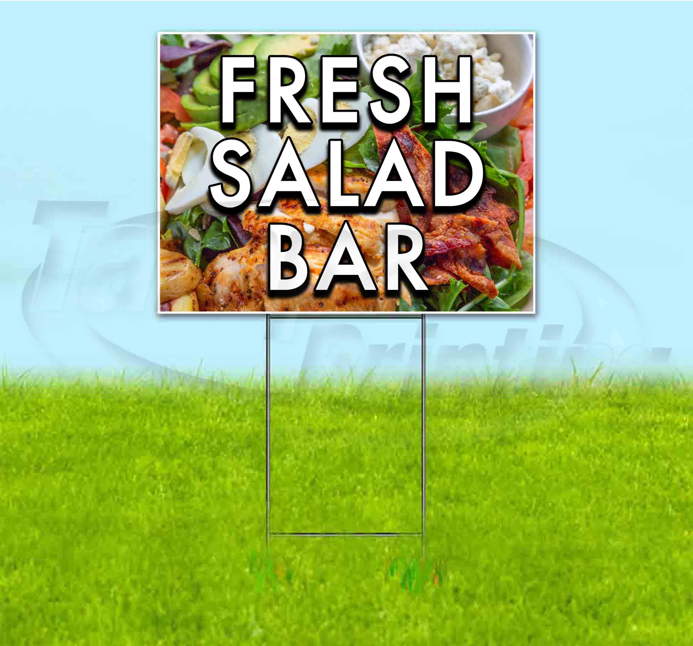 18x24 Inch Fresh Salad Bar Yard Sign with Metal Step Stake - Bulk Discounts & Multi-Packs Available - Perfect for Restaurant Advertising & Outdoor Promotions