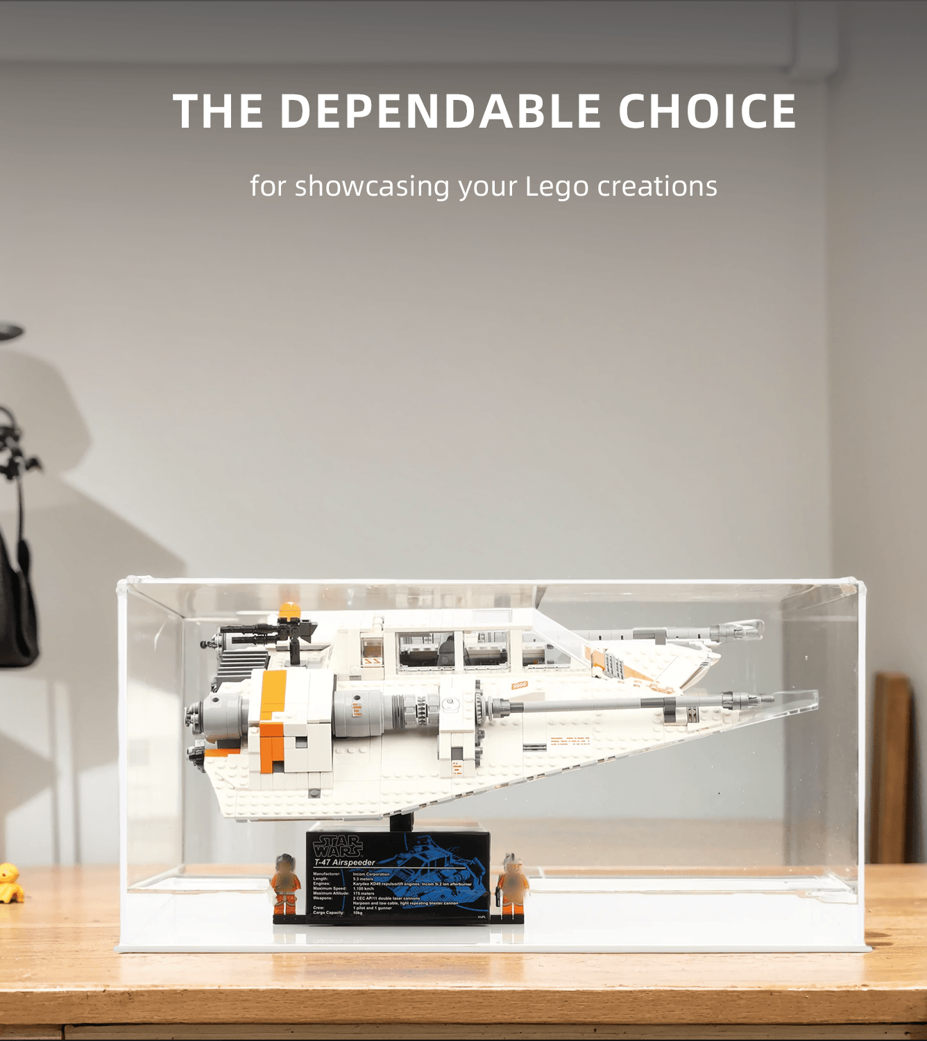 Lego Star Wars UCS Snowspeeder 75144 Display Case - Clear Acrylic Showcase with UV Protection for Collectible Model - Perfect for Home Decoration & Gift Giving