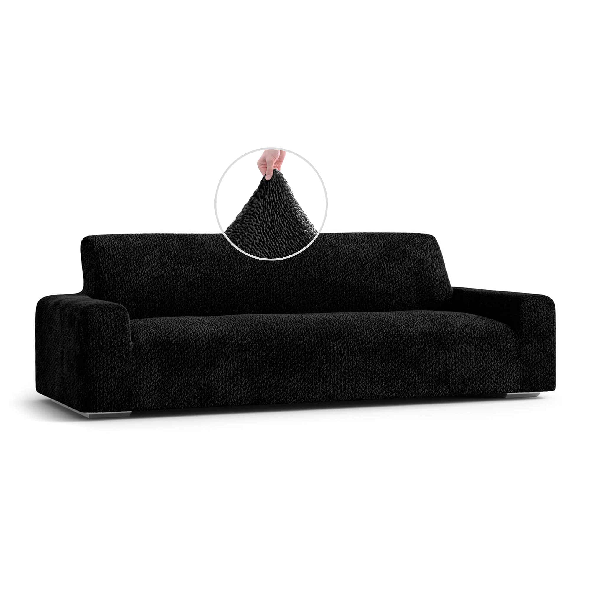 PAULATO BY GA.I.CO. Stretch Sofa Slipcover - 1-Piece Washable Couch Cover with Velvet Fabric, Pet-Friendly Sofa Protector - Soft Polyester Form Fit for Living Room, Bedroom & Office - Black Velvet Collection (Home Decor & Furniture Protection)