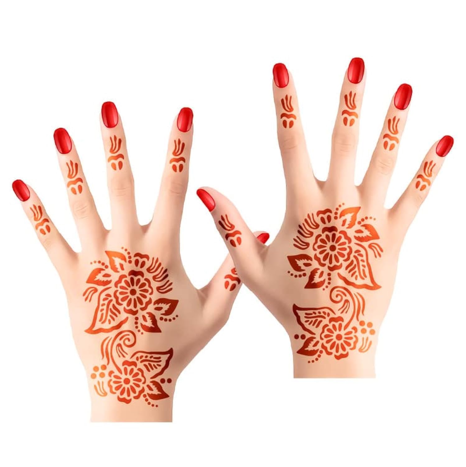 APcute Henna Tattoo Stencil Kit for Women - 2-Piece Bridal Mehndi Design Stickers for Hands, DIY Temporary Body Art for Parties & Weddings | Design A64 | Perfect for Festivals, Bridal Showers & Cultural Celebrations