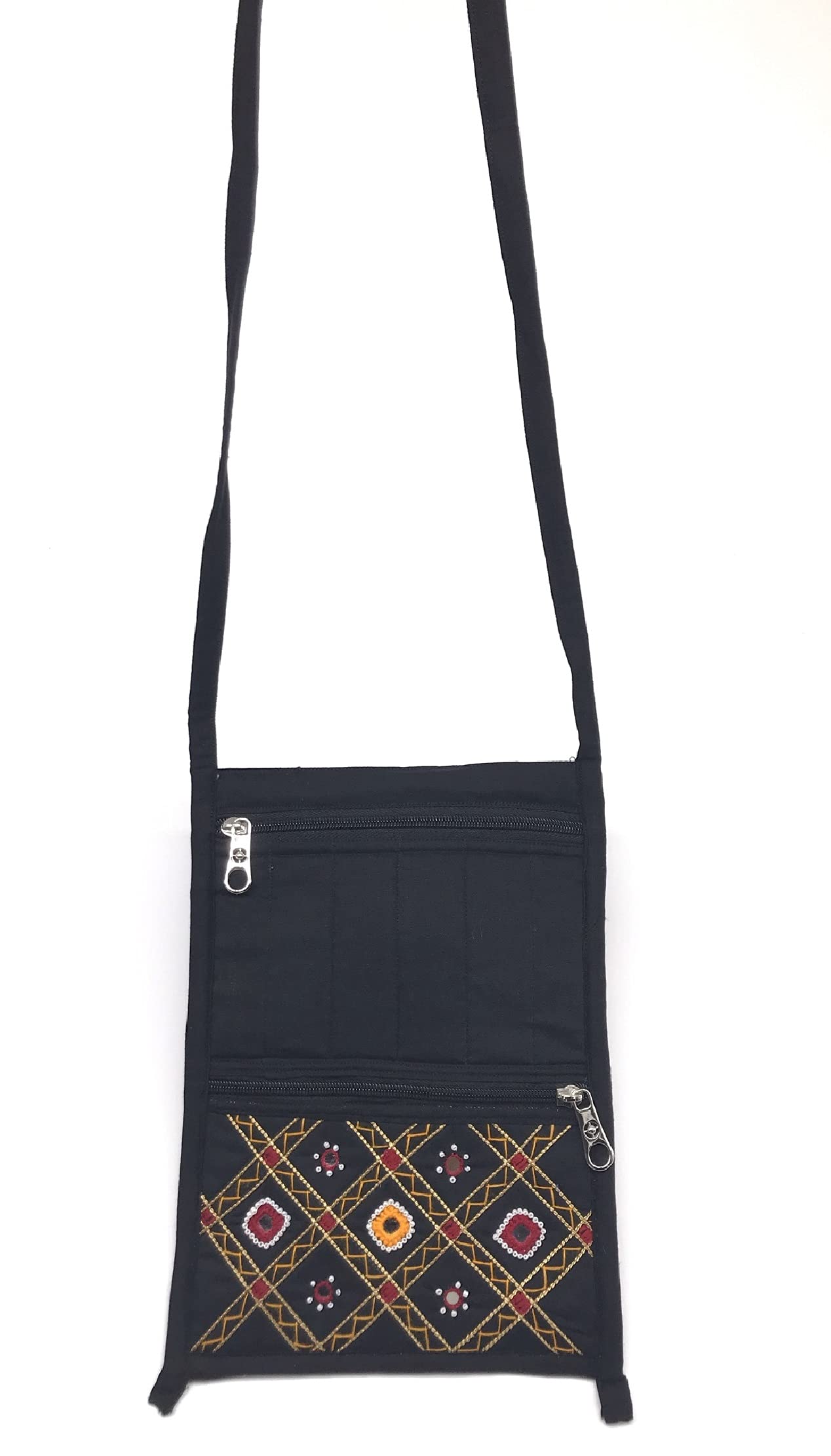Handmade Embroidered Sling Bags for Women & Girls - Stylish Crossbody Purse with Mirror Work (11x7.5 Inches) - Perfect for Casual Outings, Shopping & Travel Accessories