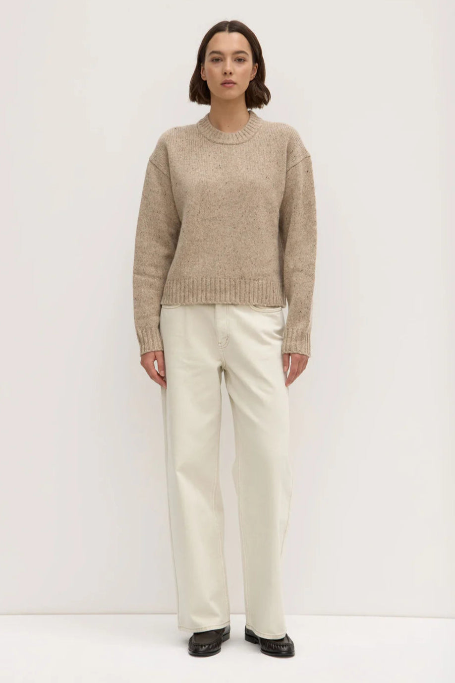 Beau Stone Marle Merino Knit Sweater - Soft Wool Pullover for Women - Cozy Winter & Fall Fashion - Perfect for Office, Travel & Casual Outings