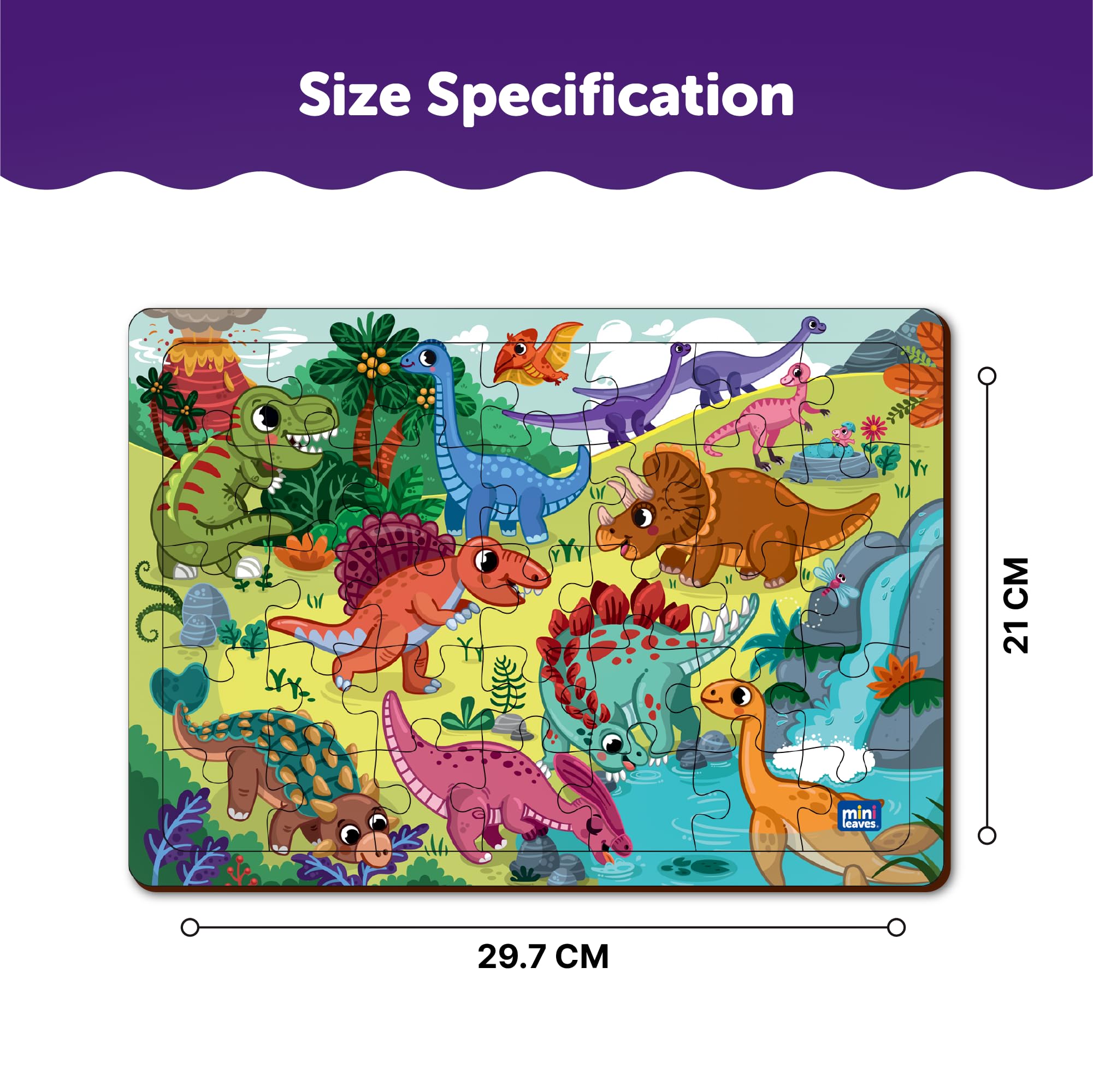 35-Piece Wooden Dinosaur Jigsaw Puzzle for Kids Ages 3+ | Educational Preschool Learning Toy with Wooden Tray | STEM Puzzle Game for Toddlers & Children | Perfect for Birthday Gifts, Classroom Activities & Family Game Night