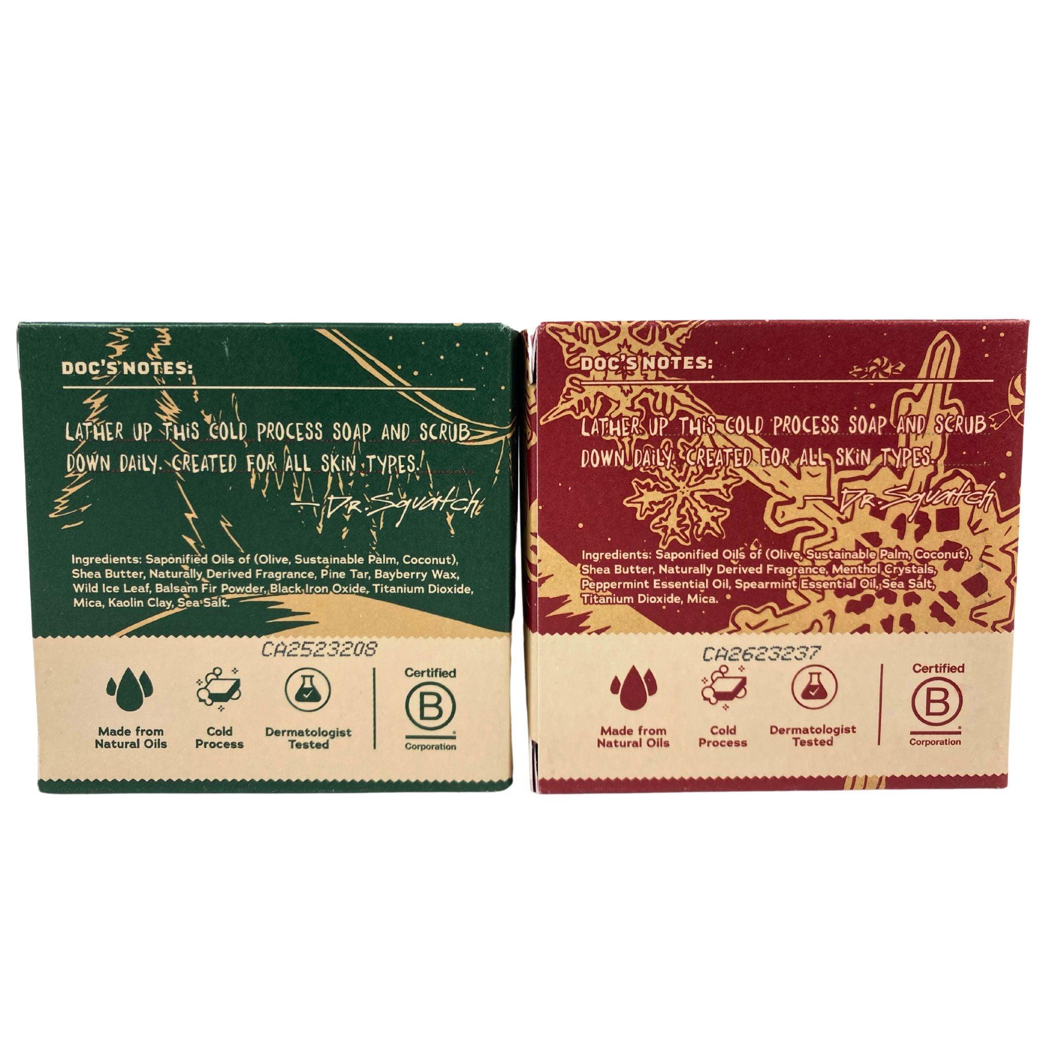 Dr. Squatch Limited Edition Snowy Pine Tar & Frosty Peppermint Natural Soap for Men - 5oz (45-Piece Bulk Pack) - Holiday Gift Set, Christmas Stocking Stuffer & Winter Skincare Routine