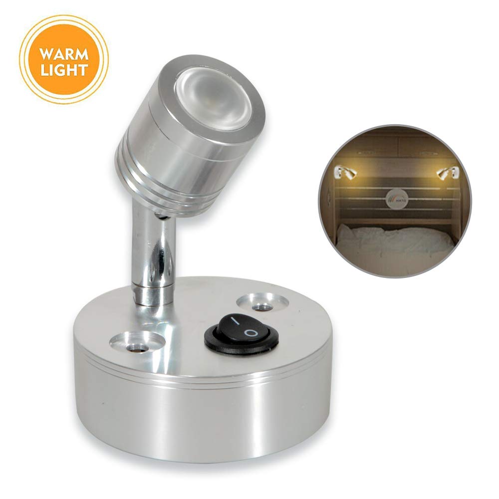 12V LED Interior Light - Adjustable Spot Reading Light for Cars, Boats, RVs, Campers & Motorhomes | Warm White Wall Light for Night Driving & Cozy Cabin Ambience