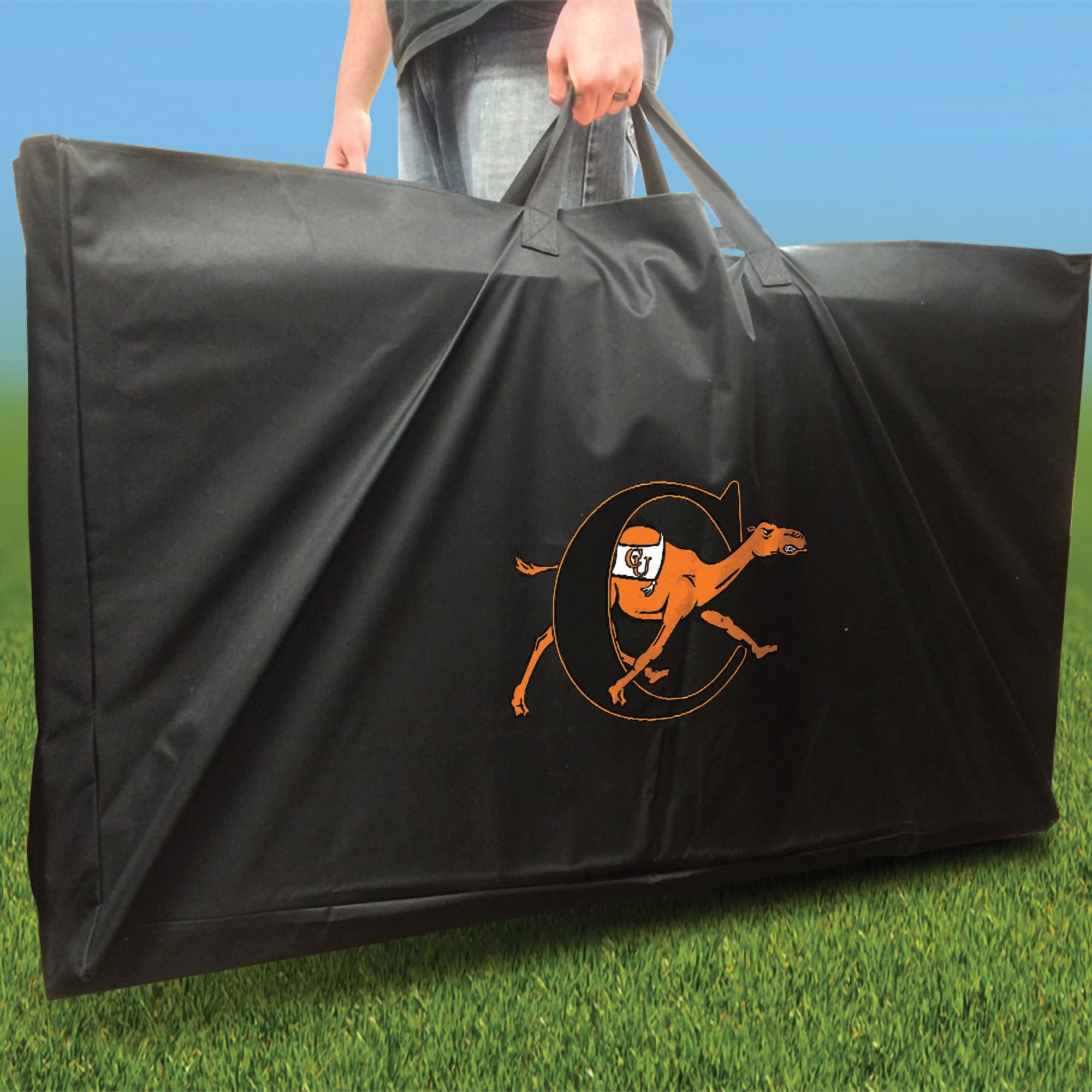 Premium Campbell Smoke Cornhole Boards Set - 2 Regulation-Sized Boards & 8 Custom Team Logo Bags | Outdoor Lawn Games for Backyard, Tailgating & BBQ Parties