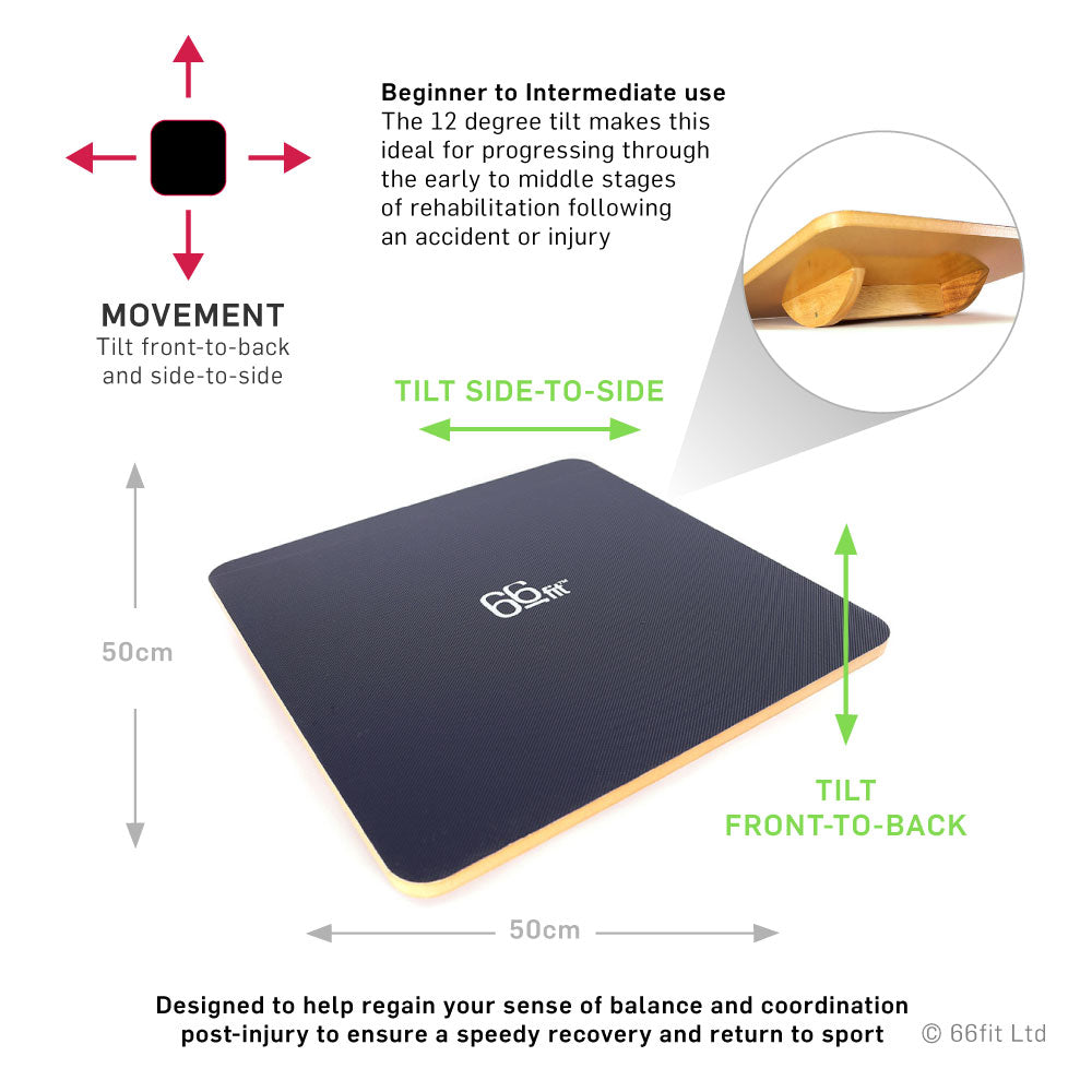 66Fit Rocker Balance Board - 50cm PVC Surface for Core Strength & Stability Training - Perfect for Home Gym, Yoga, and Physical Therapy Exercises