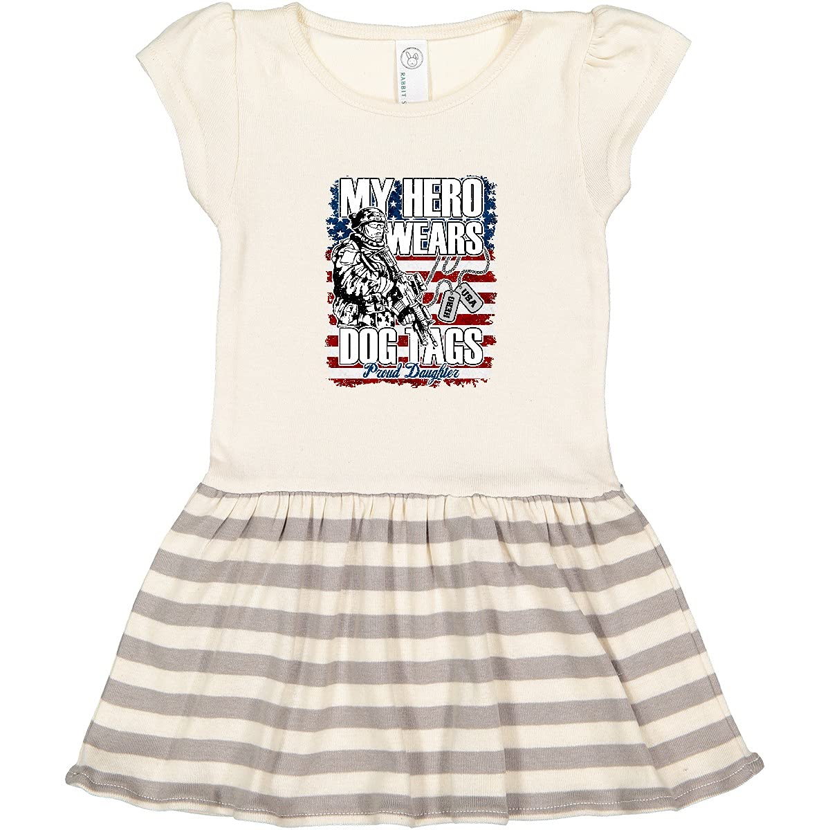 Inktastic Military Proud Daughter Hero Wears Dog Tags Girls Toddler Dress - Patriotic Kids Outfit for Veterans Day, Memorial Day & Military Appreciation Events