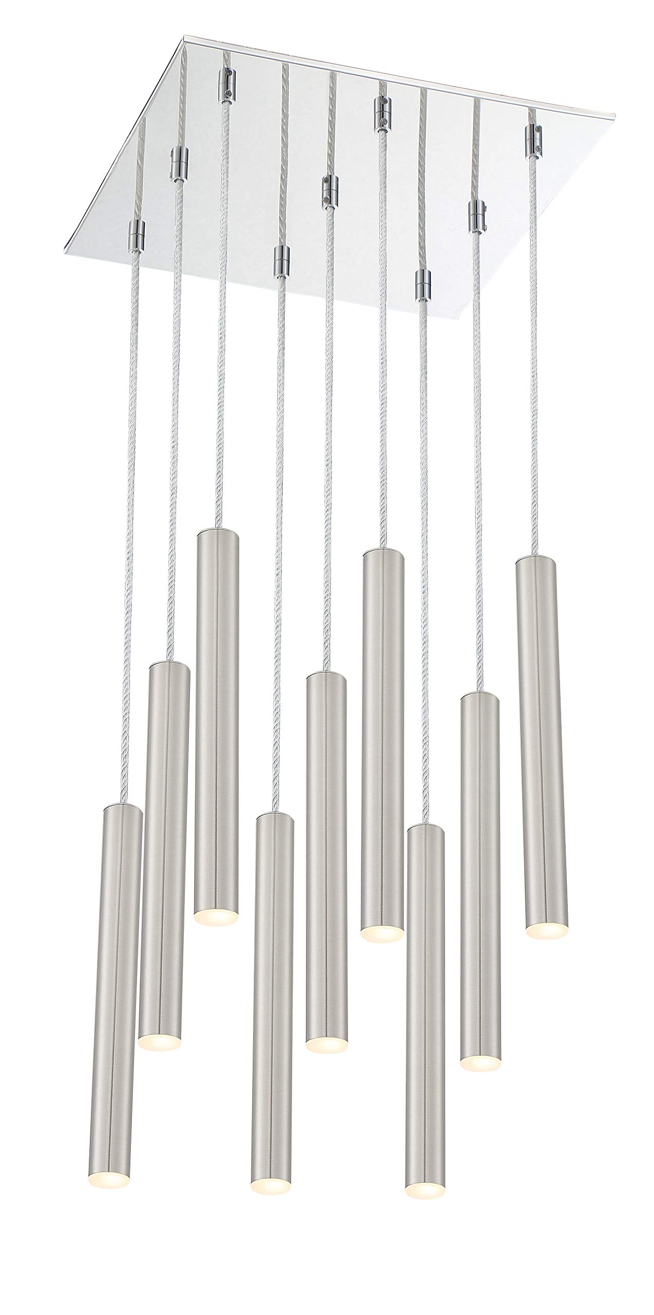 9-Light Brushed Nickel Chandelier for Kitchen Island or Billiard Room - Modern Farmhouse & Industrial Style Pendant Lighting Fixture