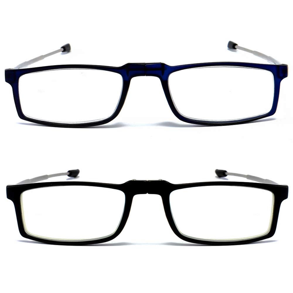 Blue Light Blocking Reading Glasses - 2 Pack Folding Portable Readers for Men & Women | Computer Glasses with Case | Perfect for Office Work, Screen Time & Travel Reading