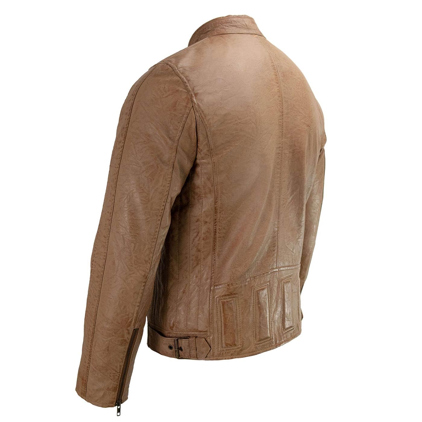 Milwaukee Leather Men's Black Cafe Racer Motorcycle Jacket - Genuine Leather Biker Jacket with Snap Button Collar SFM1835 | Perfect for Riding, Casual Wear & Urban Fashion