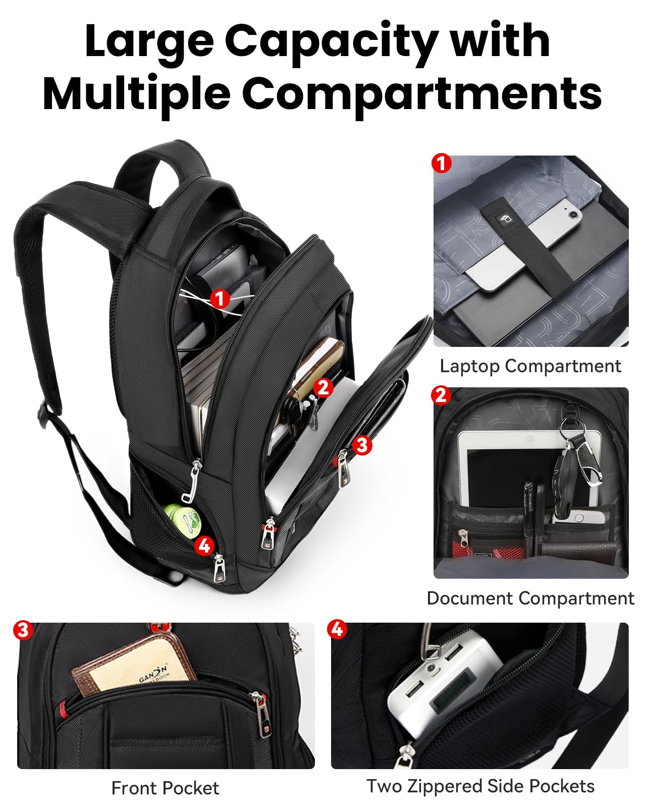 Waterproof Travel Laptop Backpack for Men & Women - 15.6