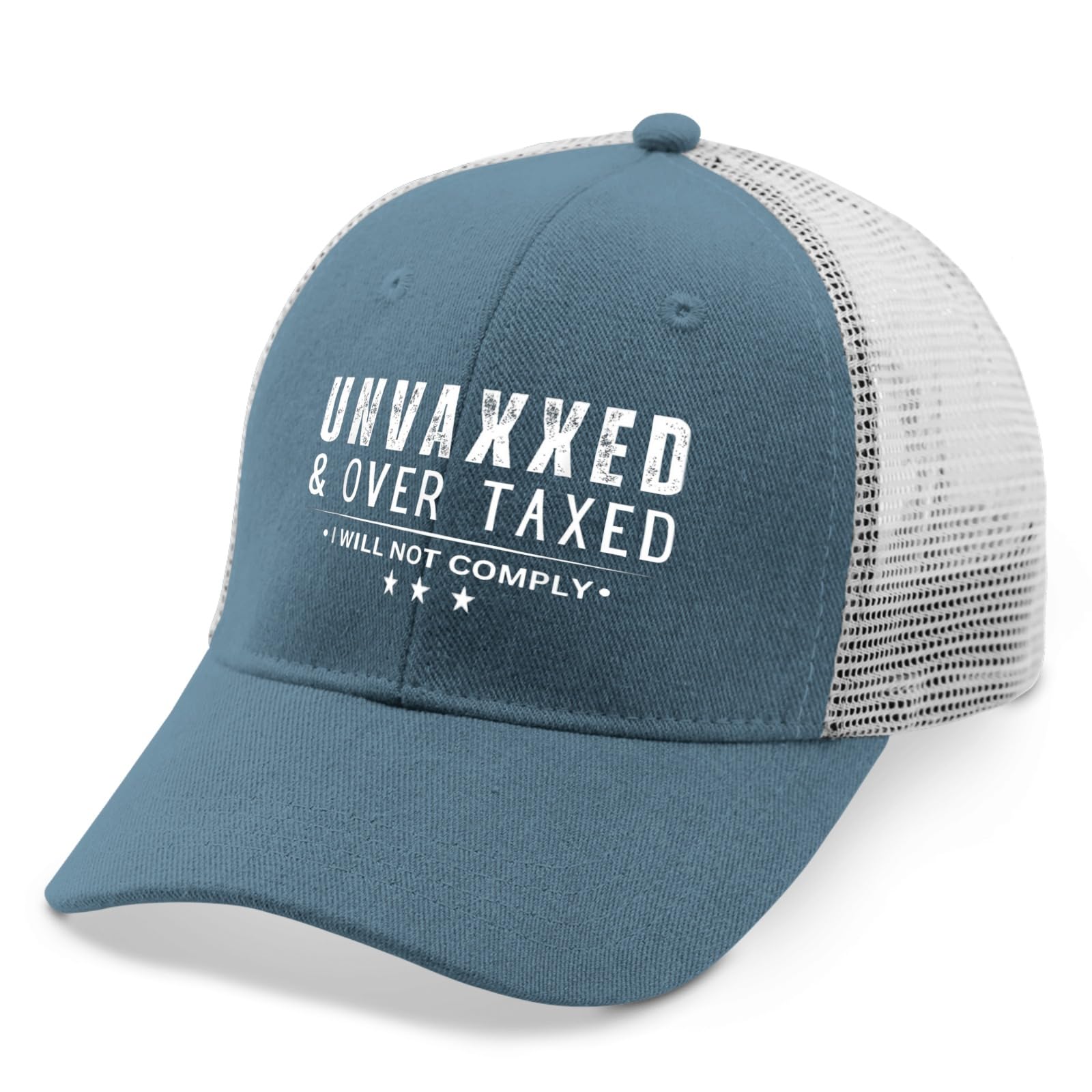 Unvaxxed & Overtaxed Funny Protest Hat - Black Golf & Outdoor Sun Hat for Men & Women - Perfect for Political Rallies, Outdoor Activities & Humorous Statements