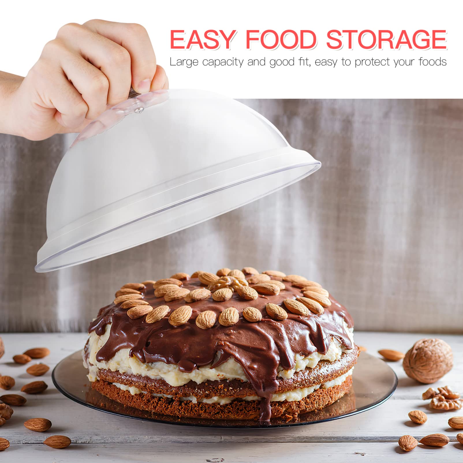 BESTonZON 8.5 Inch Clear Acrylic Cake Dome Cover - Round Food Display Cloche for Cakes, Desserts & Pastries - Perfect for Kitchen, Bakery, Party Serving & Display
