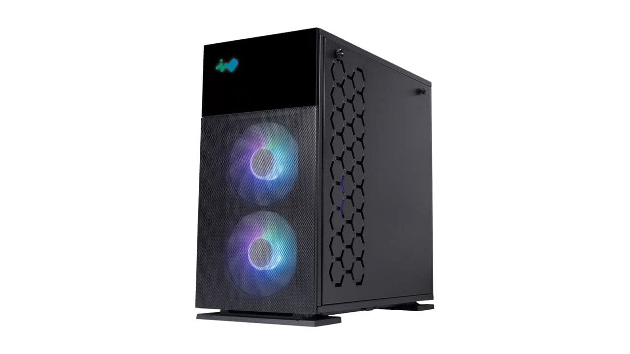 InWin 327 Micro ATX Gaming PC Case with 3 Luna AL120 ARGB Fans - Compact Tower for Esports & Streaming Setups
