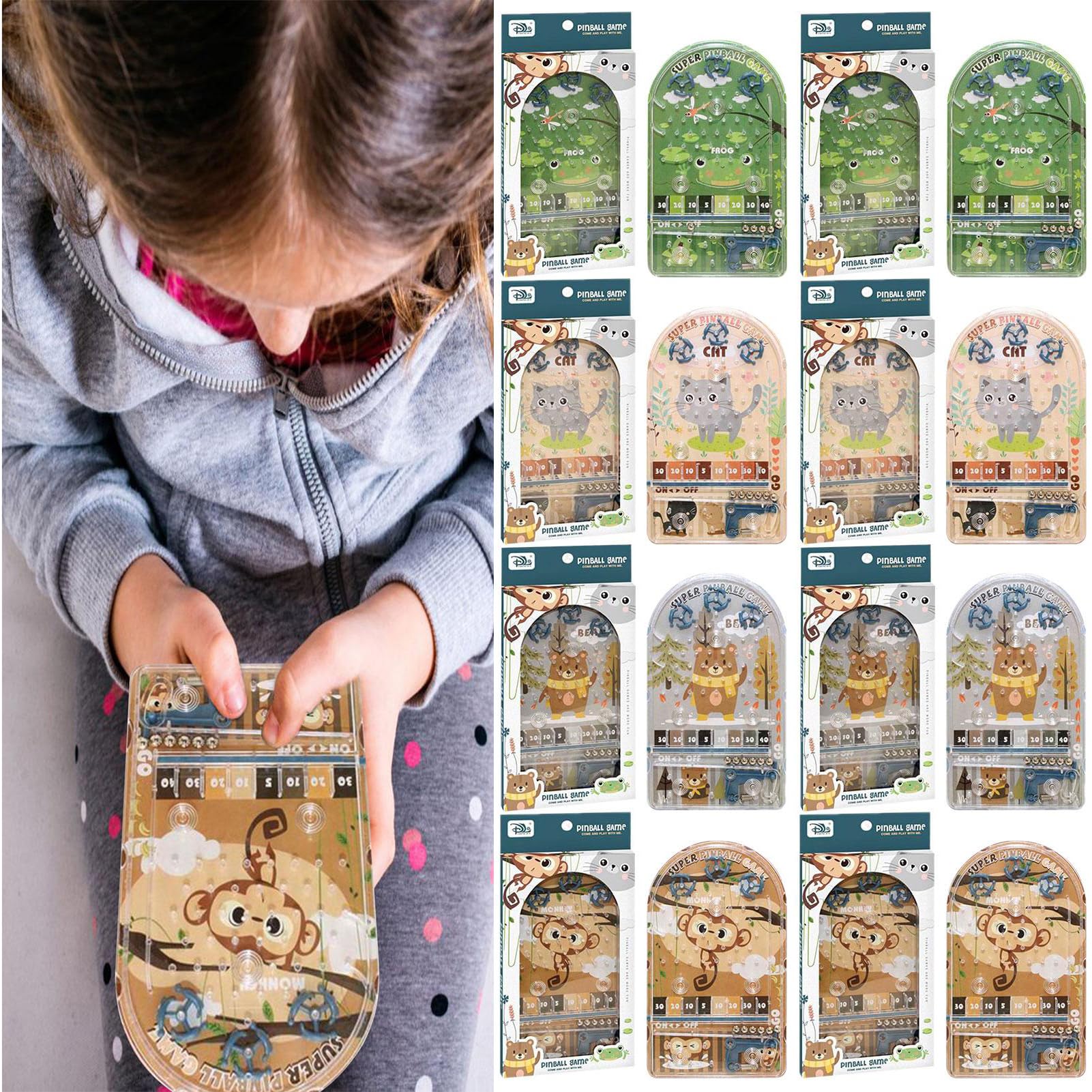 8-Piece Handheld Pinball Game Set - Classic Kids Arcade Toy for Parties & Travel