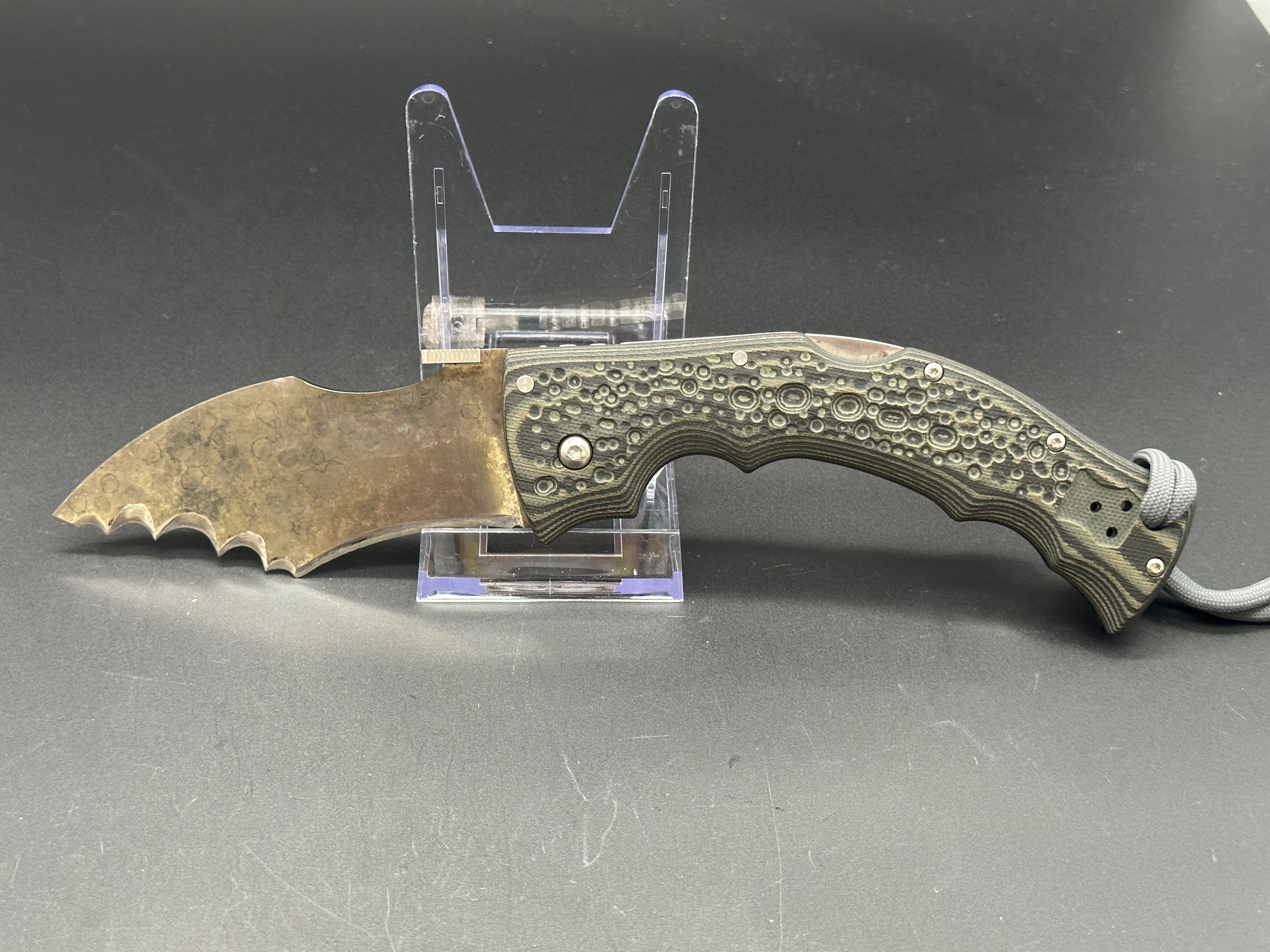 Cold Steel Colossus I CTS XHP Knife - Batwing Grind, Apocalyptic Finish Tactical Folding Knife for Outdoor Survival, Camping & EDC