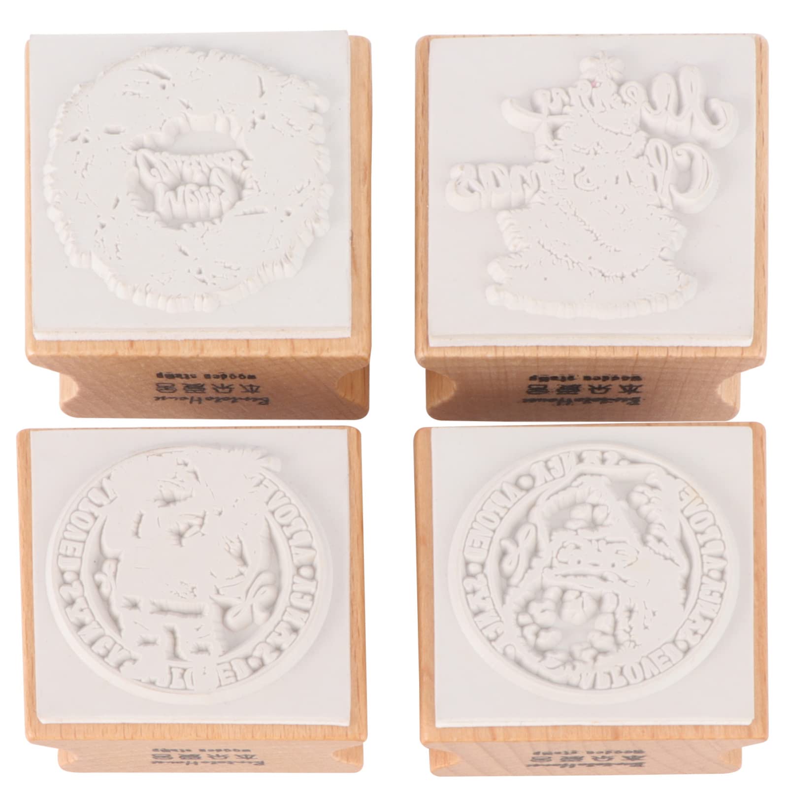 PRETYZOOM 4-Piece Christmas Wooden Stamp Set - Santa Claus, Garland & Tree Stamps for DIY Cards, Scrapbooking, Gift Wrapping & Holiday Crafts | Perfect for Christmas Decorations, Party Invitations & Handmade Greeting Cards