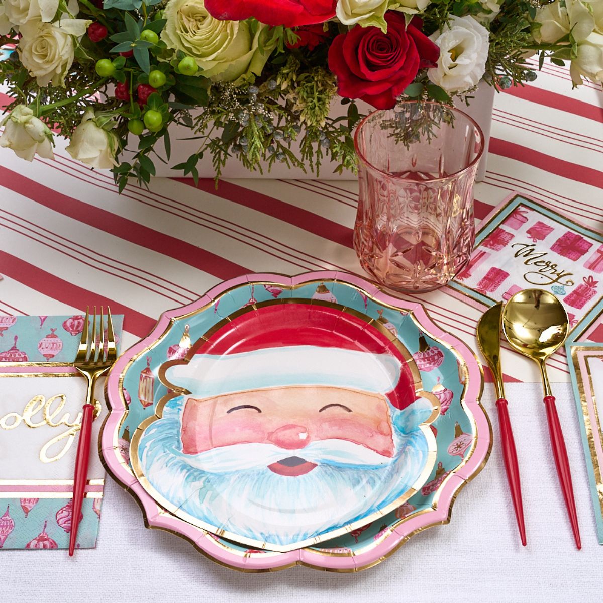 Jolly Holiday Table Setting Complete Kit - Elegant Christmas Dinnerware Set for Festive Parties & Family Gatherings