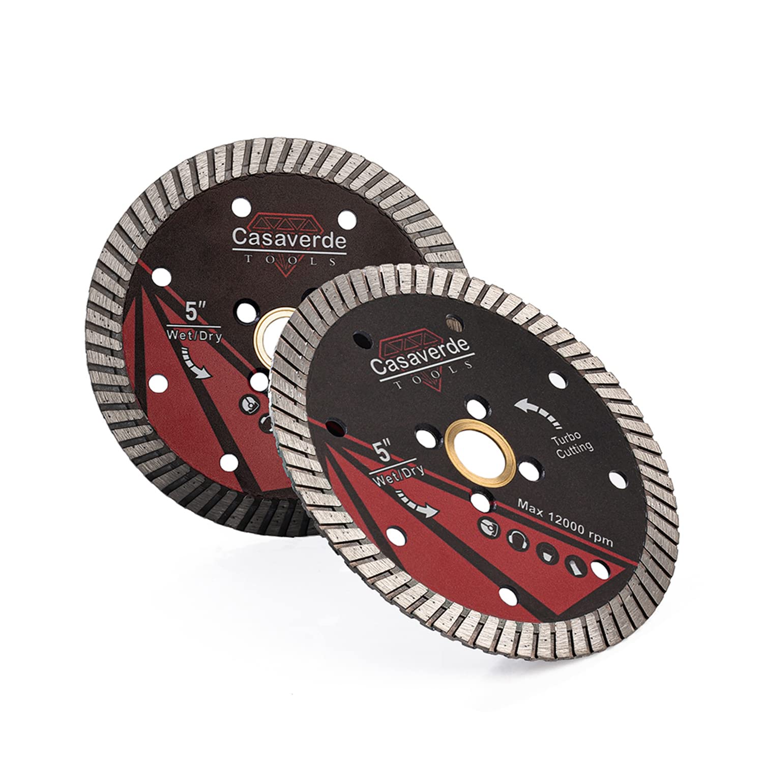 **Casaverde 2-Pack 5-Inch Diamond Turbo Blade for Cutting Granite, Marble, Concrete – Perfect for Tile, Stone, and Masonry Work**