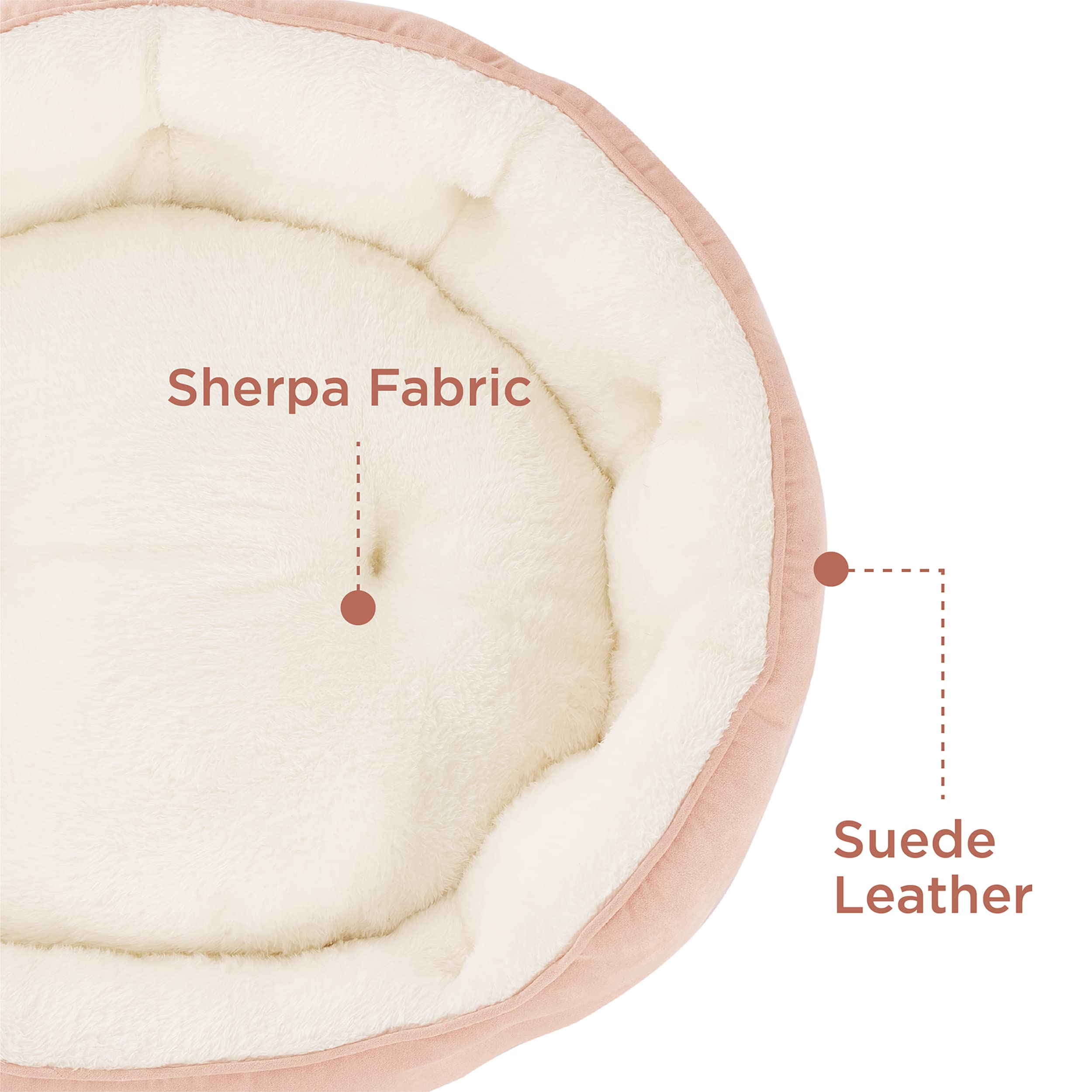 Bedsure Washable Round Pet Bed for Small Dogs & Cats - Non-Slip Bottom, 25 Inch Peach Pink | Cozy Indoor Dog Bed & Cat Bed for Puppies & Kittens | Perfect for Living Room, Bedroom & Pet Crate