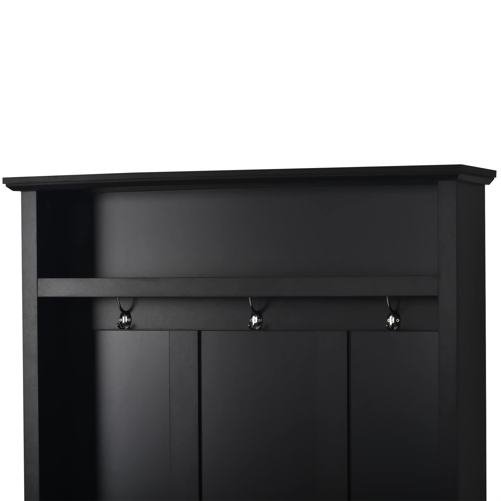3-in-1 Wooden Hall Tree Storage Bench with 3 Hooks & 3 Large Drawers - Entryway Coat Rack & Shoe Storage Organizer for Living Room, Hallway, Mudroom - Perfect for Small Spaces & Home Organization (Black)