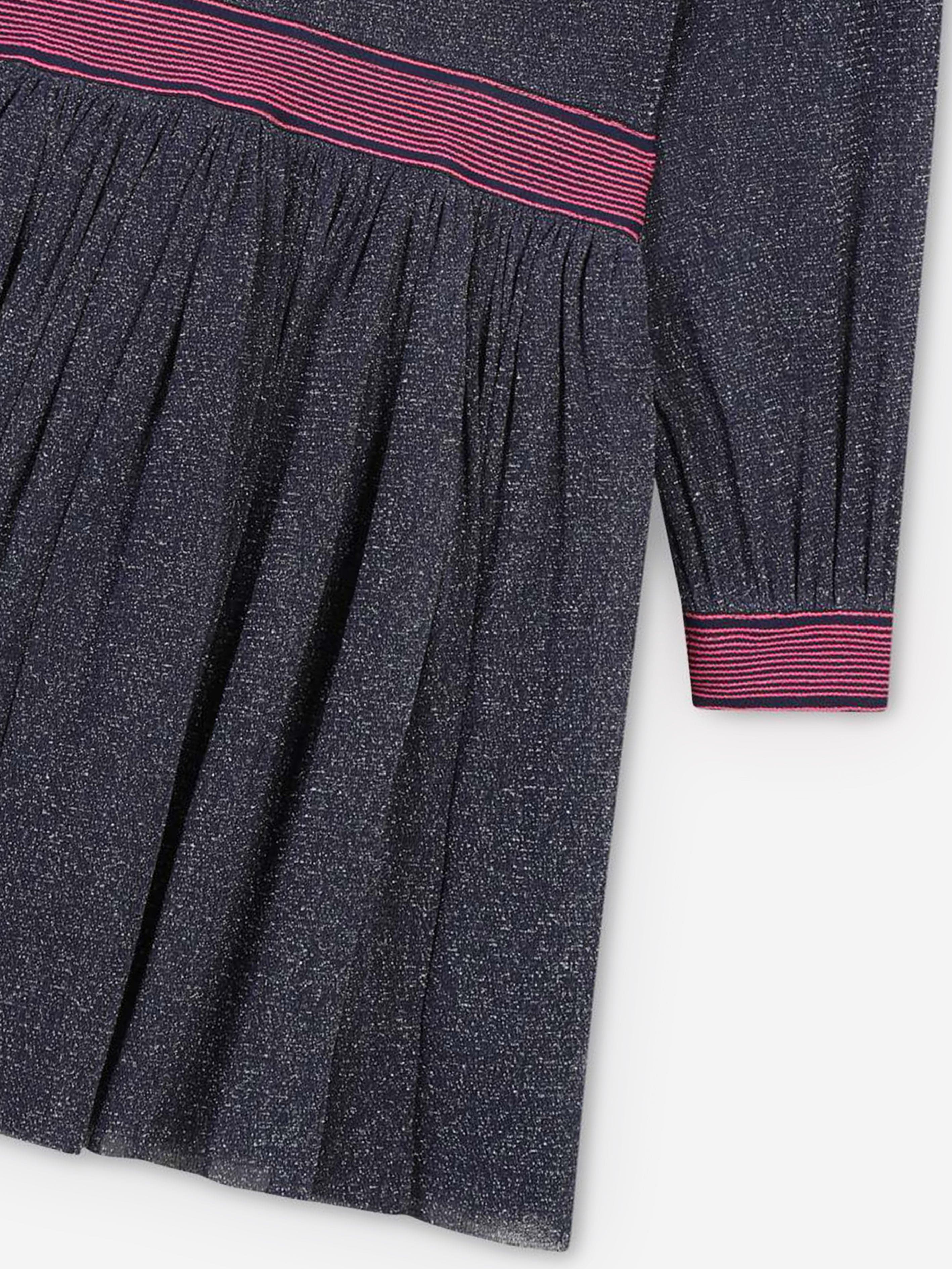 Billieblush Girls Navy Glitter Mesh Party Dress - Sparkling & Stylish for Birthday, Holiday & Special Occasions