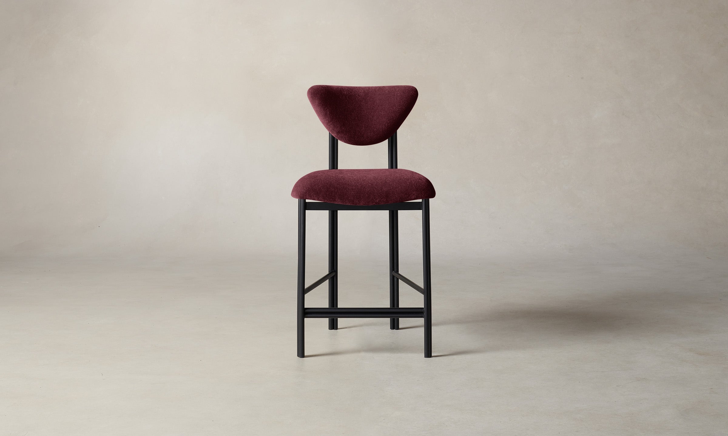 Premium Velvet Merlot Counter Stool - Modern Bar Stool with Comfortable Seat & Sturdy Metal Base - Perfect for Kitchen Islands, Breakfast Bars & Home Decor