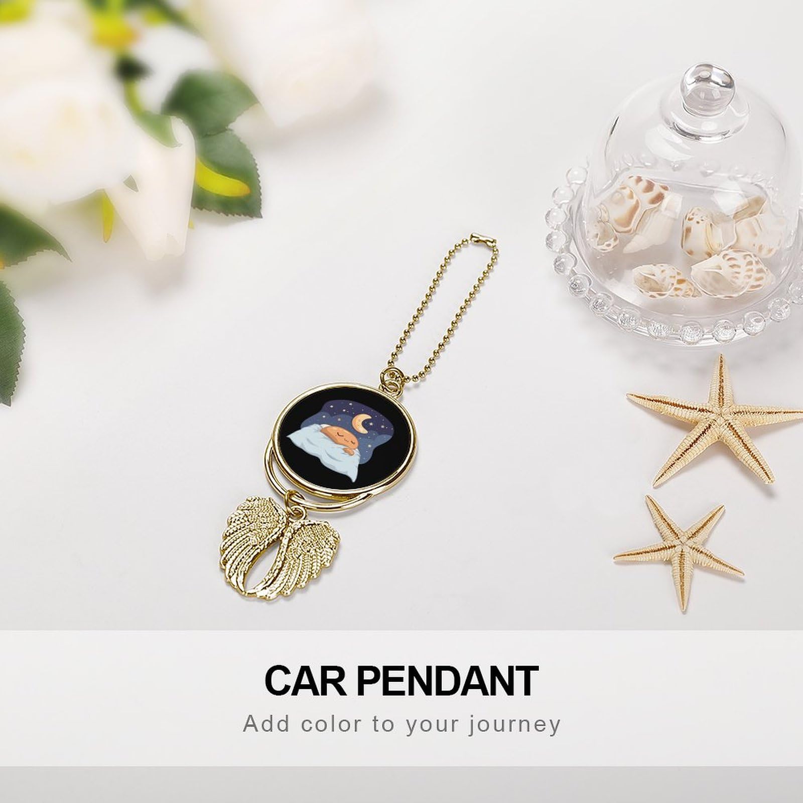 Premium Chocolate-Scented Car Hanging Decor - Angel Wings Mirror Pendant, Lucky Charm for Safe Travels & Stylish Interior Accessories | Perfect for Gifts, Commuting, and Road Trips