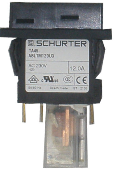 2 Pole Pushbutton Switch Non-Latched 12A 240VAC with Thermal Overload Protection & Undervoltage Release - Faston Connection IP40 for Industrial Control Panels & Electrical Equipment