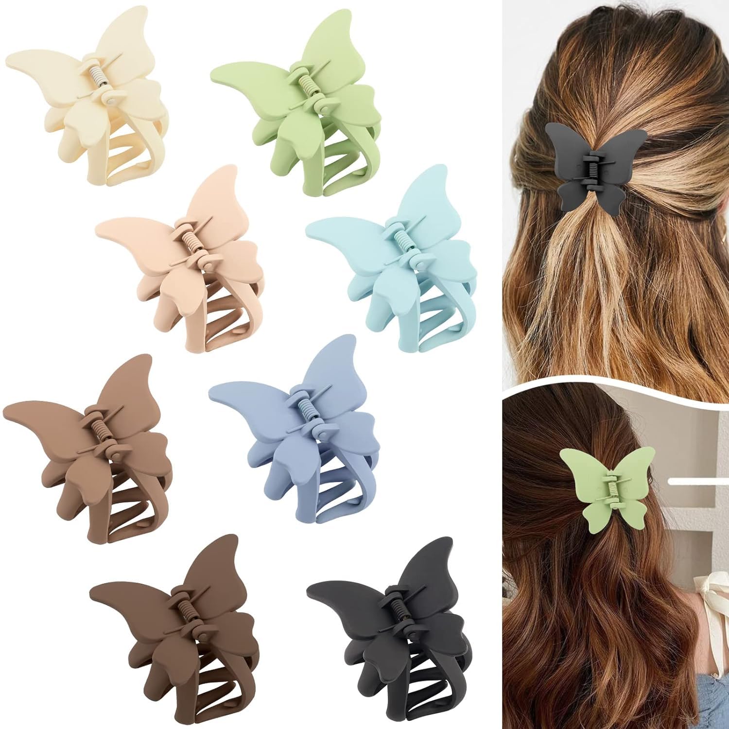 FAMEZA 4-Pack Matte Butterfly Hair Clips for Women & Girls - 2.36