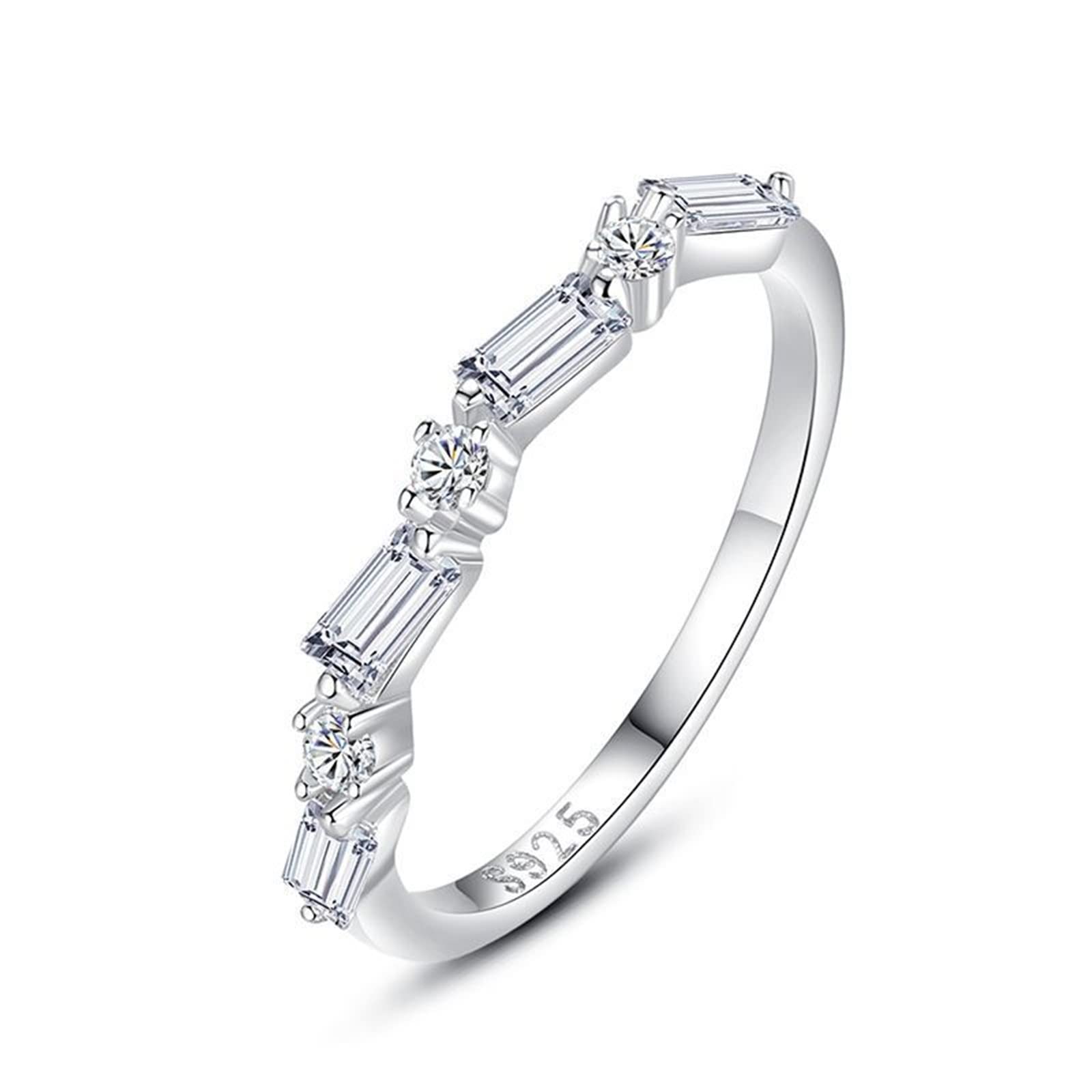 Sterling Silver Cubic Zirconia Promise Rings for Women - Unique Irregular Design Wedding Band, Anniversary Gift for Her - Perfect for Engagement, Valentine's Day & Special Occasions