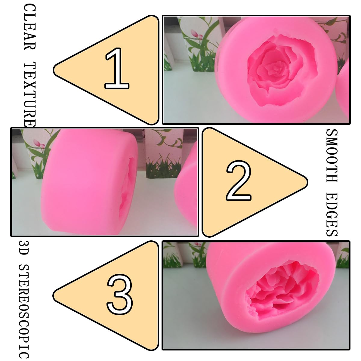 3 Pack 3D Flower Bloom Rose Silicone Molds for Resin, Candles, Cake Decorating - DIY Chocolate, Soap & Candy Making Craft Supplies - Perfect for Wedding, Home Decor & Gift Making