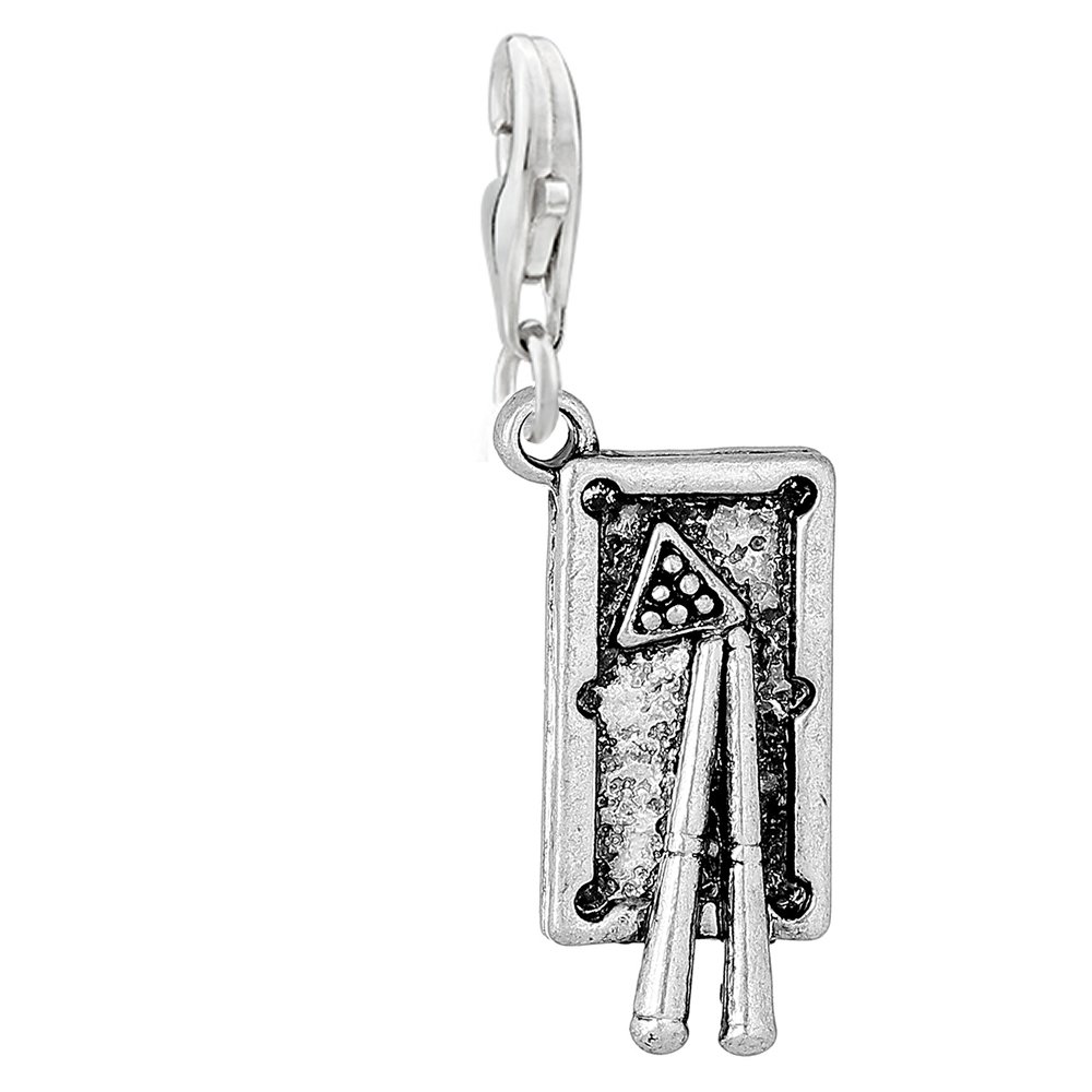 Sparkly Billiard Pool Table Pendant Charm - Elegant Clip-On for Bracelets & Necklaces | Perfect for Pool Parties, Game Nights & Jewelry Making