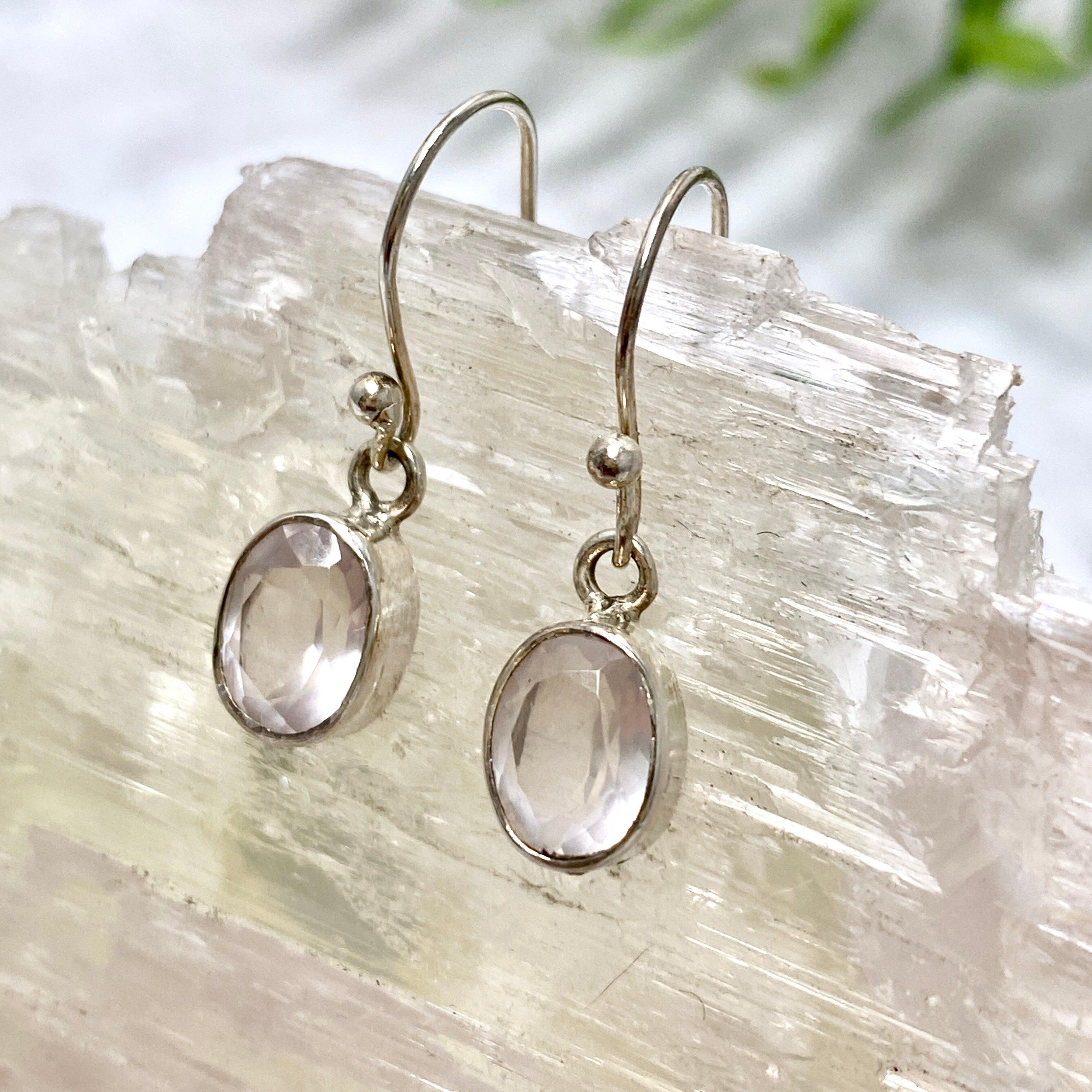Rose Quartz Petite Oval Faceted Earrings R2363 RQO - Elegant Dainty Jewelry for Women, Perfect for Weddings, Parties & Everyday Wear