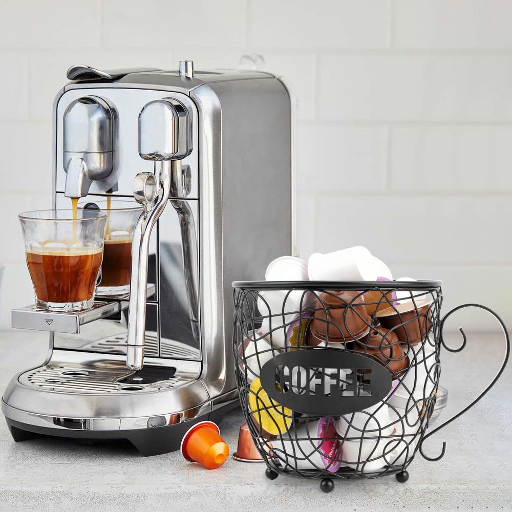 Large Capacity K Cup Holder for Keurig - Organizes 40 Coffee Pods on Countertop | Black Coffee Bar Accessory for Home & Office Use